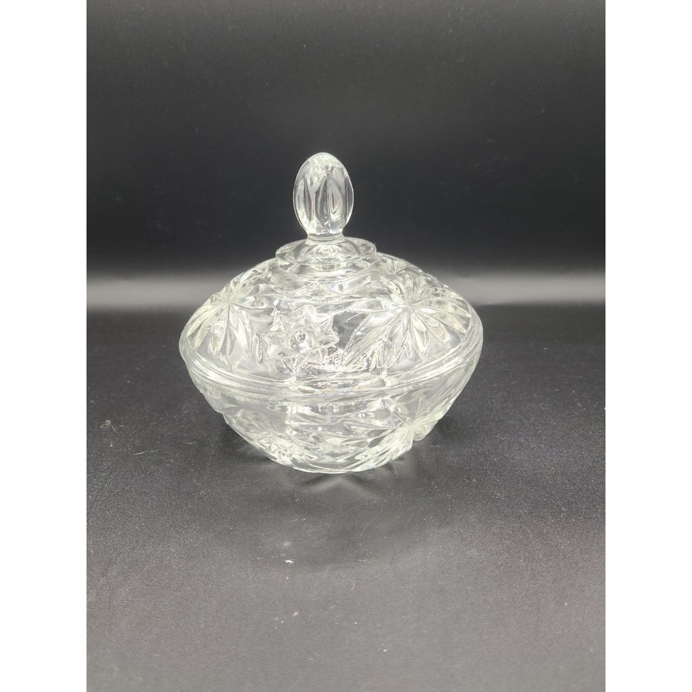 Vintage Anchor Hocking Glass Star of David Covered Candy‎ Dish Bowl